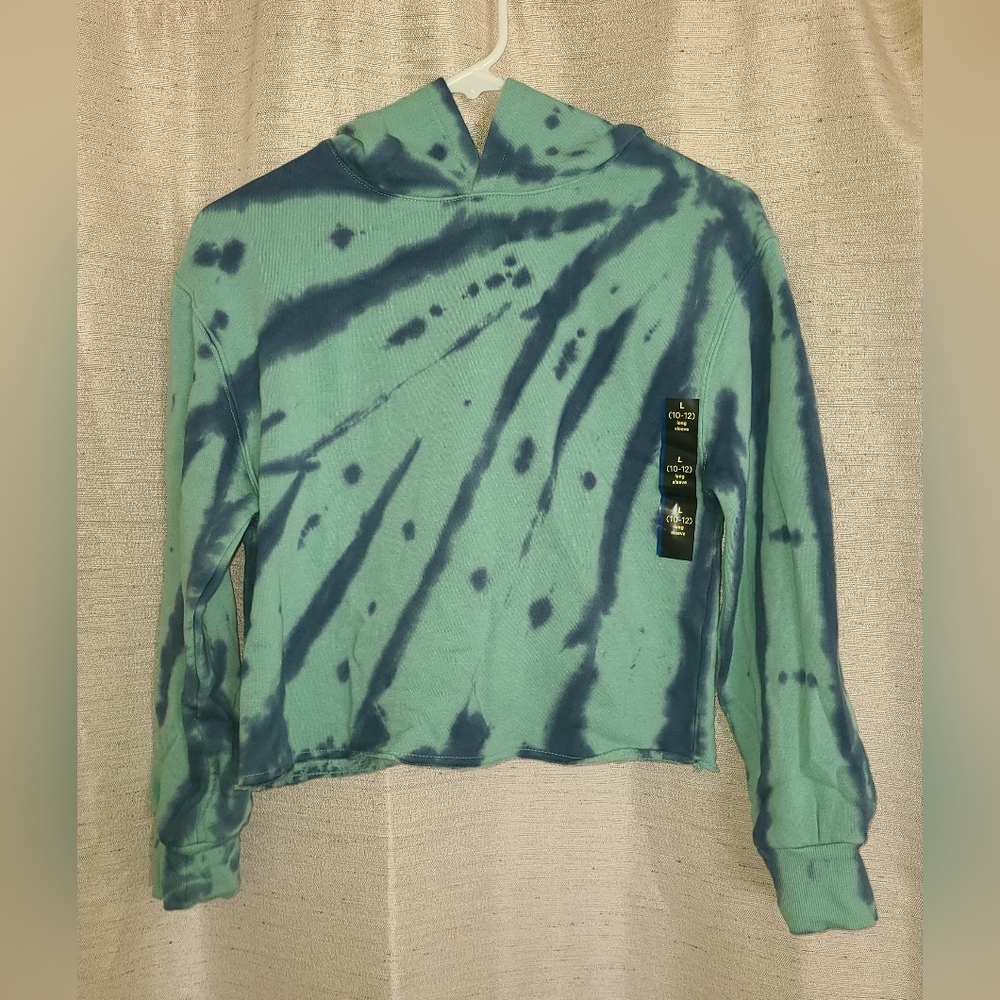 Art Class girls' cropped tie-dye pullover hoodie sweatshirt - L 10/12